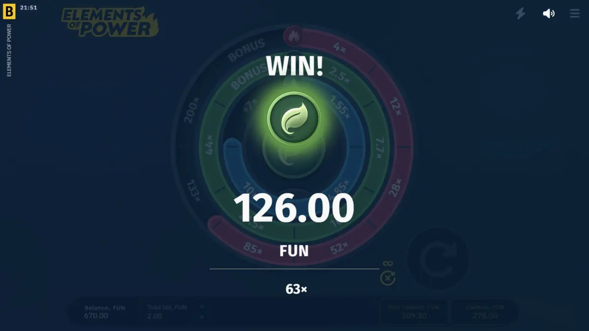 Tampilan visual slot Elements of Power dengan elemen alam yang bercahaya
